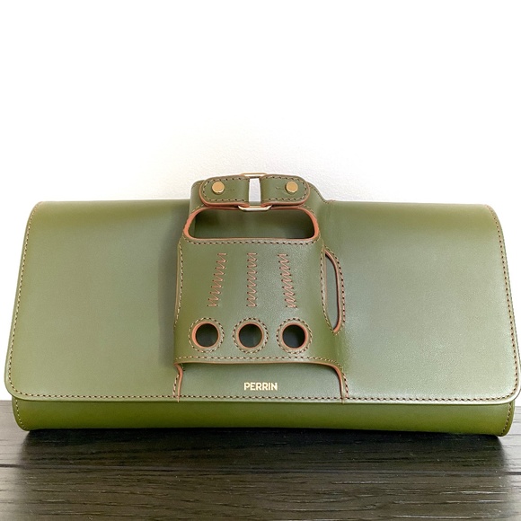 Perrin Paris Jungle Green Le Cabriolet Glove Clutch Bag Limited Edition … - Picture 9 of 16